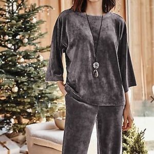 Pure Jill Crushed Velour Two-Piece Loungewear Set